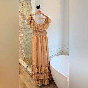 Ruffled Off-Shoulder Maxi Dress